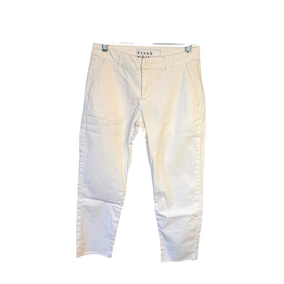 FRANK & EILEEN NWOT Wicklow Crop Italian Chinos Chalk White Sz 0 Cotton Blend - Picture 2 of 8